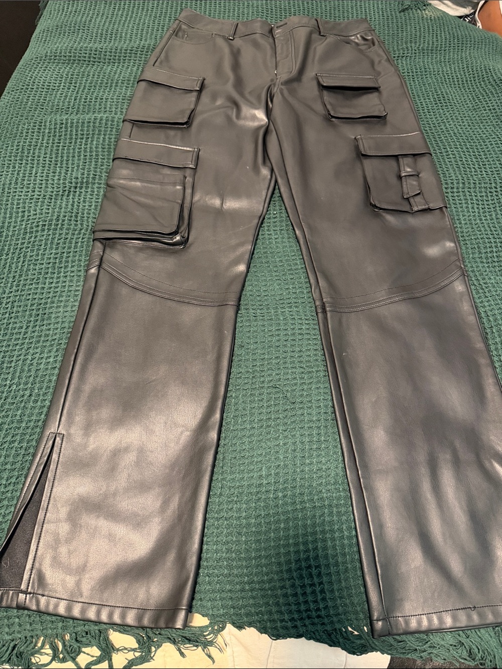Missguided Black Faux Leather Cargo Joggers